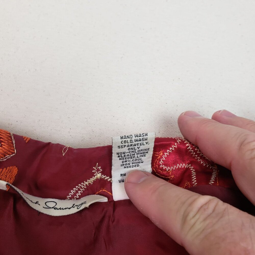 French Laundry Red Quilted Embroidered Button-Up Patchwork Jacket Sz S EXCELLENT - Picture 12 of 12